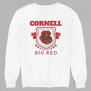 NWT Cornell University Big Red Established 1865 Shield Banner Sweatshirt WHITE
